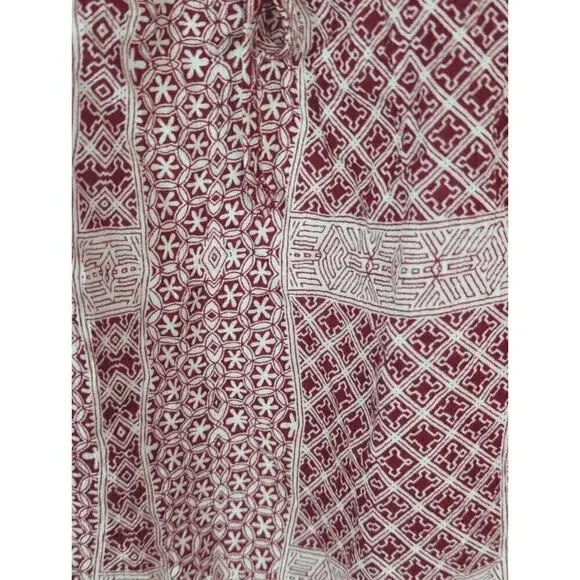 Abercrombie &‎ Fitch Red & White Patchwork Tie Neck Peasant Top Size S - Picture 3 of 9